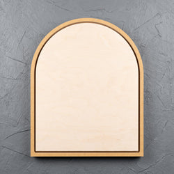 Framed arch natural birch wooden art board for acrylic paints, oil paints, pyrography, charcoal, pastel, structure medium, spray paint, gouache, pencil, resin.