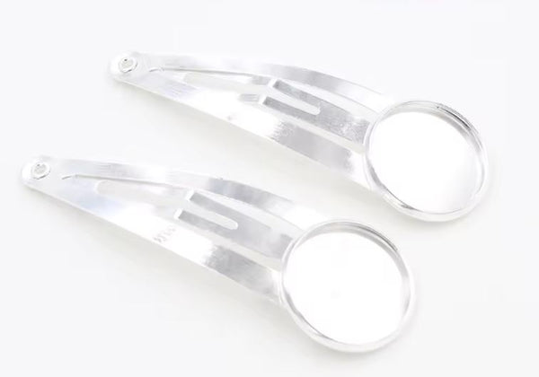 Hair Clips - Round Bezel