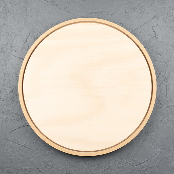 Framed round natural pine wooden art board for acrylic paints, oil paints, pyrography, charcoal, pastel, structure medium, spray paint, gouache, pencil, resin.