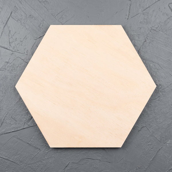 Hexagon natural pine wooden art board for acrylic paints, oil paints, pyrography, charcoal, pastel, structure medium, spray paint, gouache, pencil, resin.