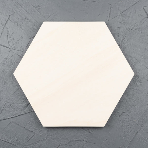 hexagon natural poplar wooden art board for acrylic paints, oil paints, pyrography, charcoal, pastel, structure medium, spray paint, gouache, pencil, resin.