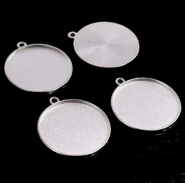 Round Bezel Pendant 30mm Silver