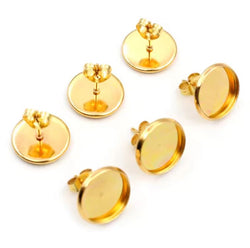 Round Bezel Studs 12mm - Gold or Black