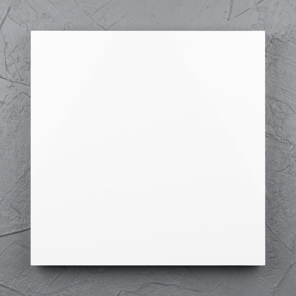 Square aluminium white art panel for acrylic paints, oil paints, structure medium, spray paints, gouache, resin.